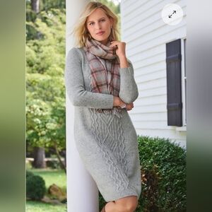 Talbots Gray Cable Knit Sweater Dress Size Small